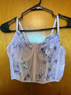 Lilac floral cropped corset